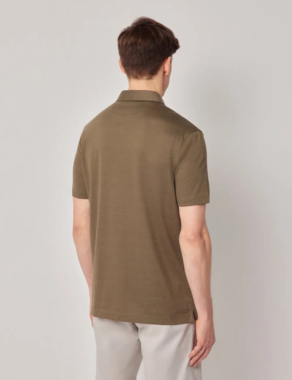Beige Cotton-Linen Polo Shirt – Short Sleeve