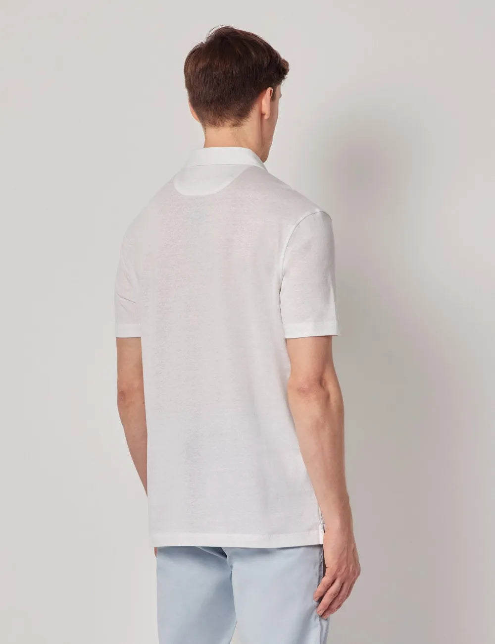 Beige Cotton-Linen Polo Shirt – Short Sleeve