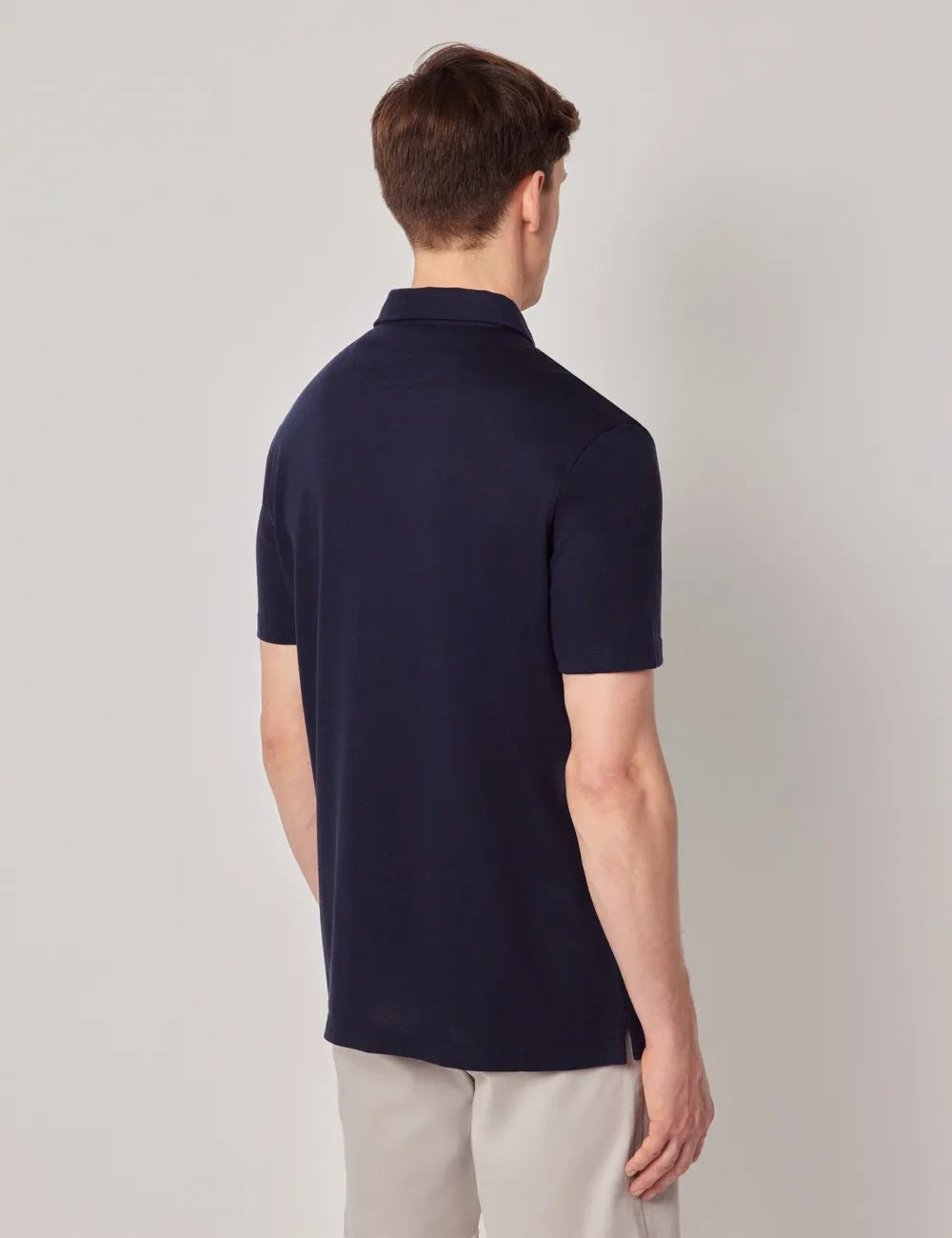 Beige Cotton-Linen Polo Shirt – Short Sleeve