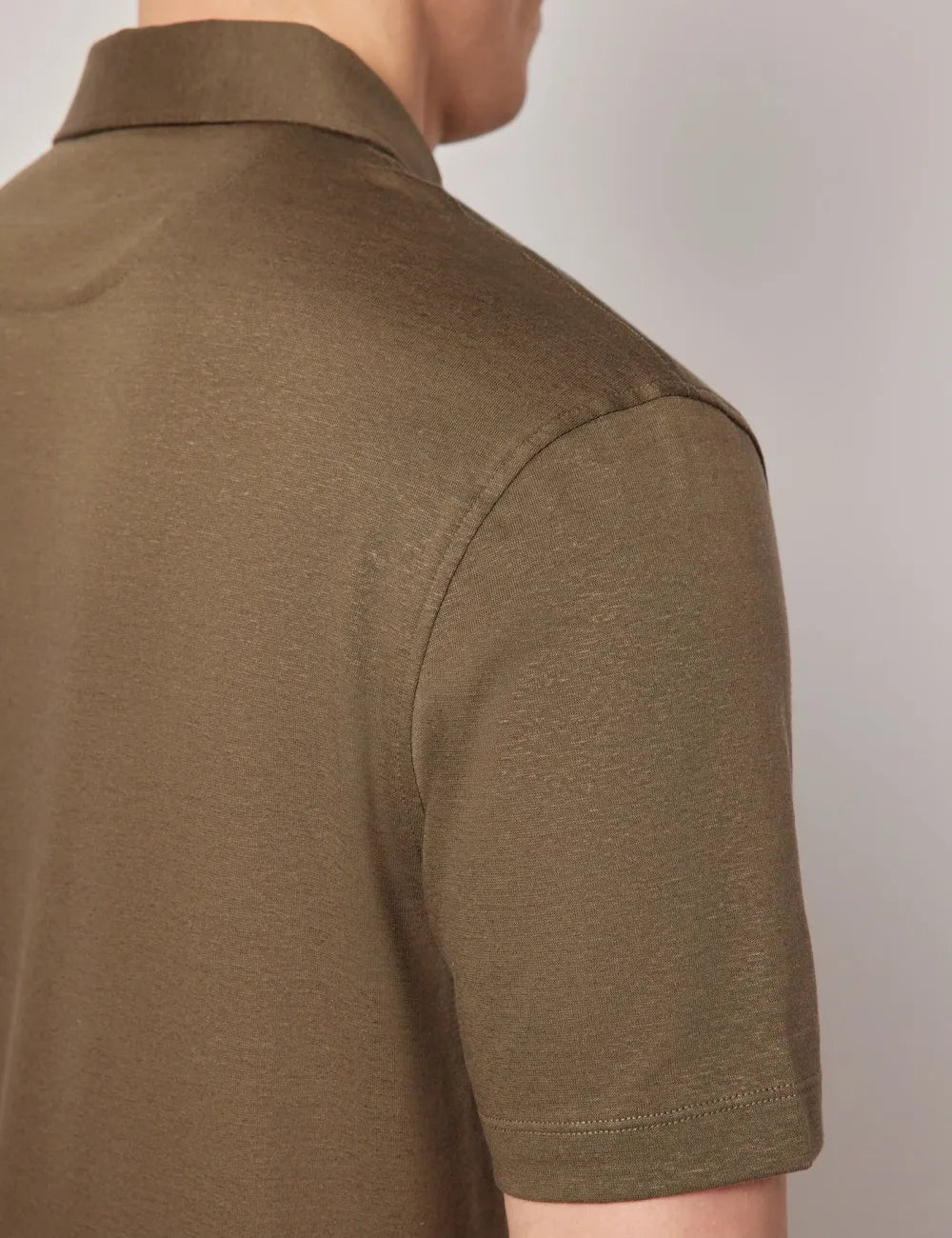 Beige Cotton-Linen Polo Shirt – Short Sleeve