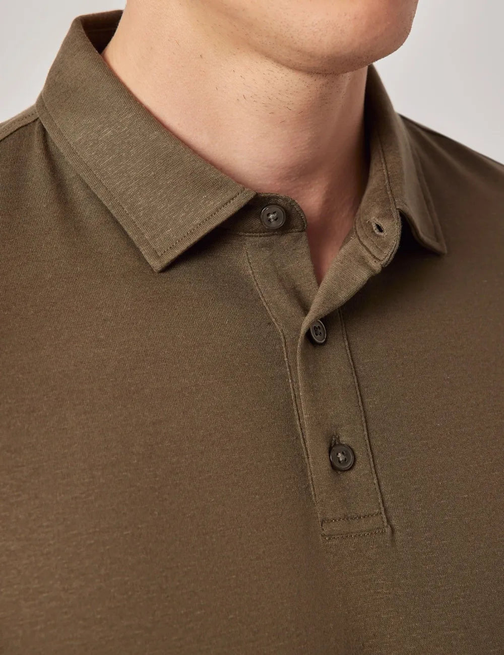 Beige Cotton-Linen Polo Shirt – Short Sleeve