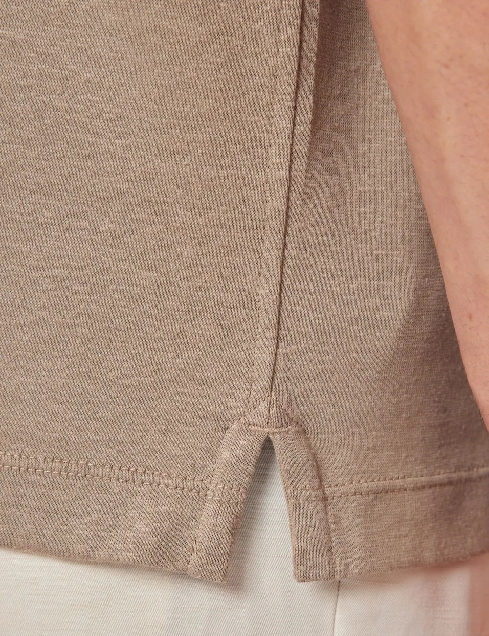 Beige Cotton-Linen Polo Shirt – Short Sleeve