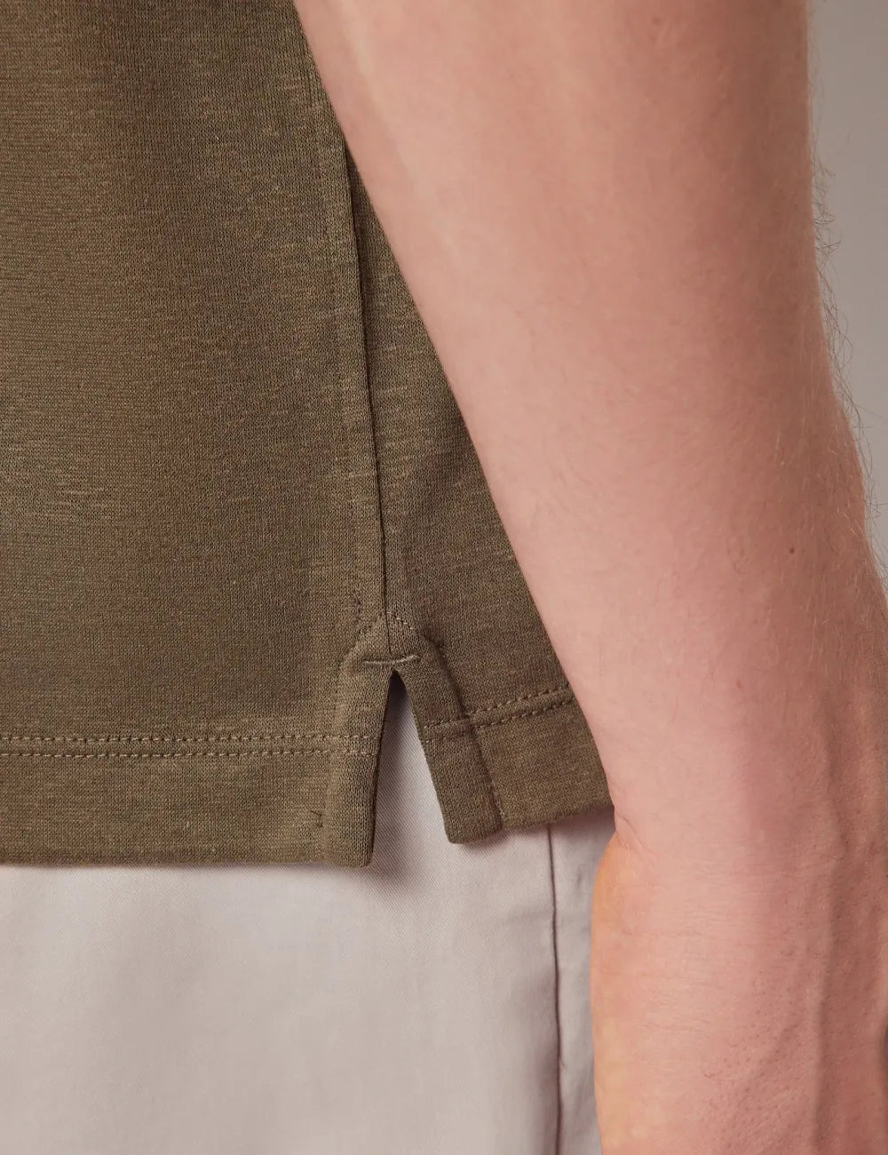 Beige Cotton-Linen Polo Shirt – Short Sleeve