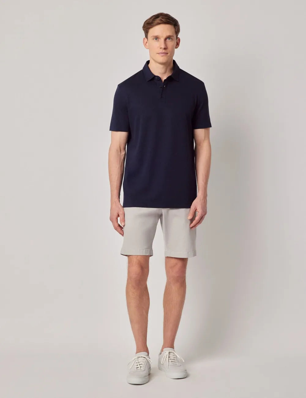Beige Cotton-Linen Polo Shirt – Short Sleeve