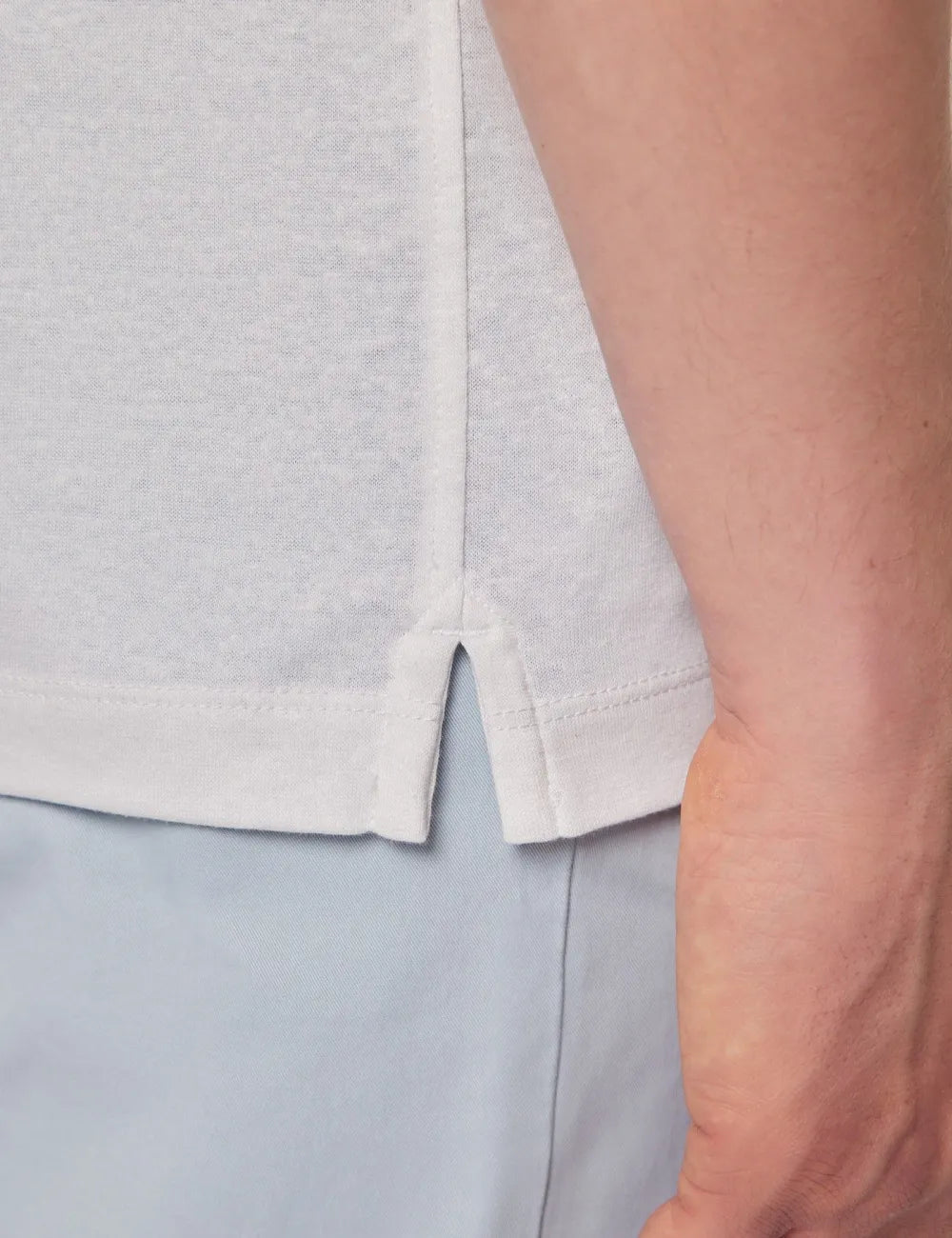 Beige Cotton-Linen Polo Shirt – Short Sleeve