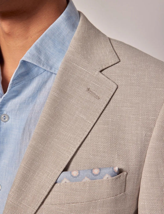 Beige Cotton Linen Blazer