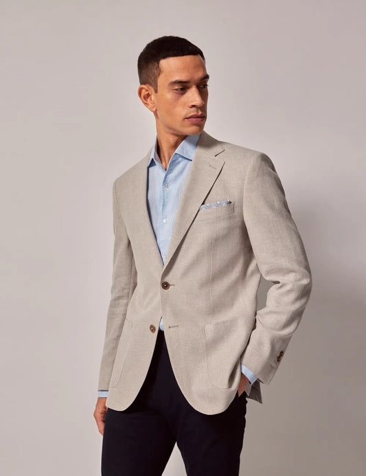 Beige Cotton Linen Blazer